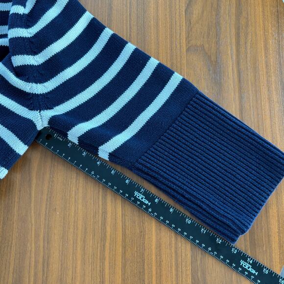 GAP 24/7 Split Hem Turtleneck Sweater Navy White Striped Cottage Sailing Size XL - Picture 5 of 9